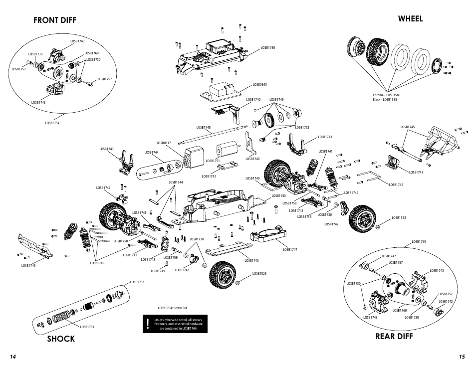 Front diff shock rear diff wheel | Losi LOSB0240 User Manual | Page 8 / 8