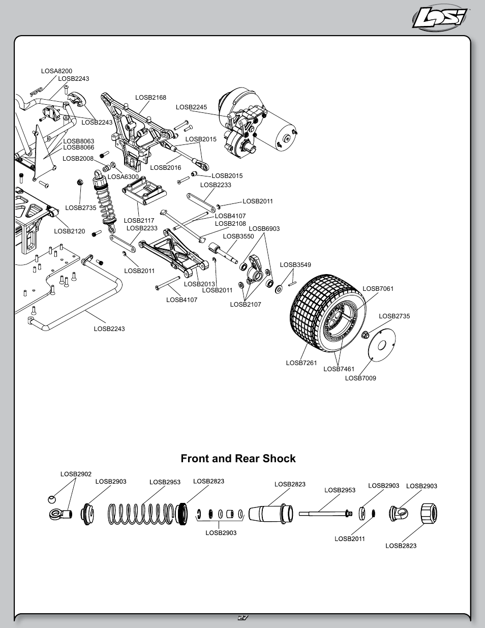 Front and rear shock | Losi LOSB0290 User Manual | Page 27 / 32