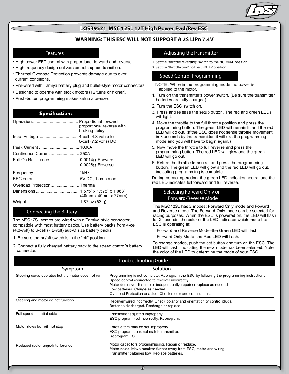 Losi LOSB0290 User Manual | Page 8 / 32