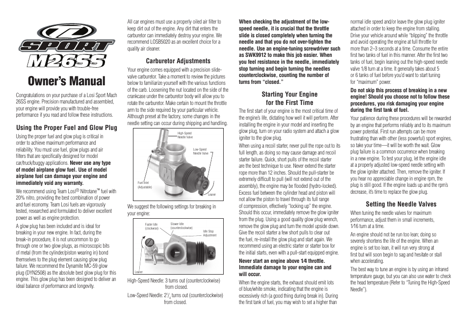 Losi LOSR1001 User Manual | 4 pages