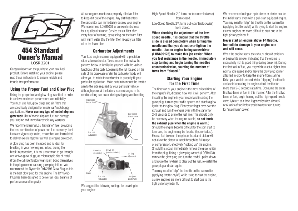 Losi LOSR2201 User Manual | 4 pages