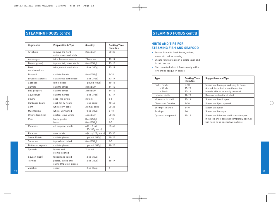 Steaming foods cont’d | Breville RC19XL User Manual | Page 7 / 28