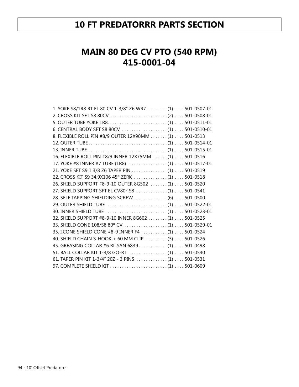 Modern AG 10' Offset Flex Predator User Manual | Page 94 / 101