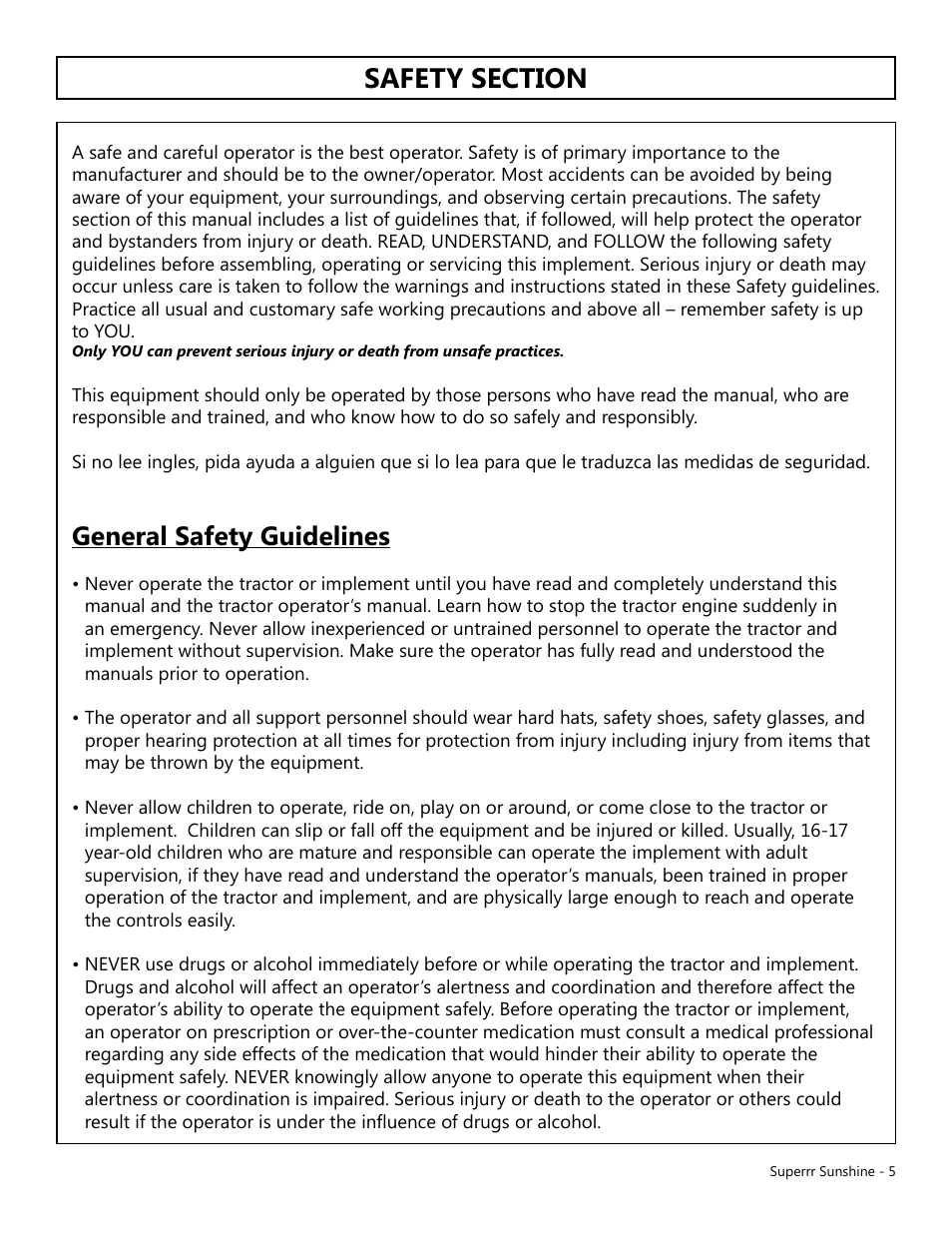 General safety guidelines | Modern AG Super Sunshine User Manual | Page 5 / 71