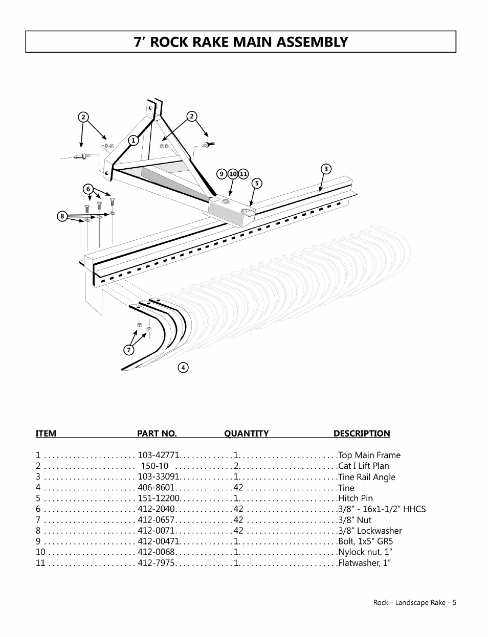 Modern AG Rock & Landscape Rakes User Manual | Page 5 / 8