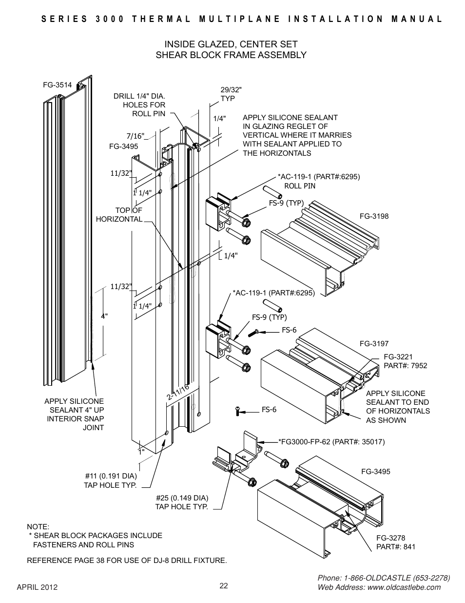 Centerset-isg-frm-assy | Oldcastle BuildingEnvelope 3000 Series Thermal MultiPlane User Manual | Page 22 / 55