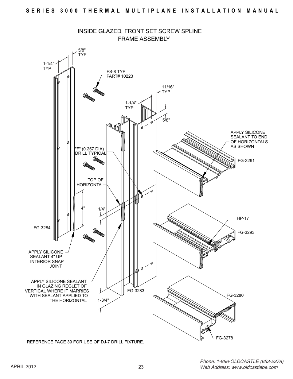 Frontset-isg-frm-assy | Oldcastle BuildingEnvelope 3000 Series Thermal MultiPlane User Manual | Page 23 / 55