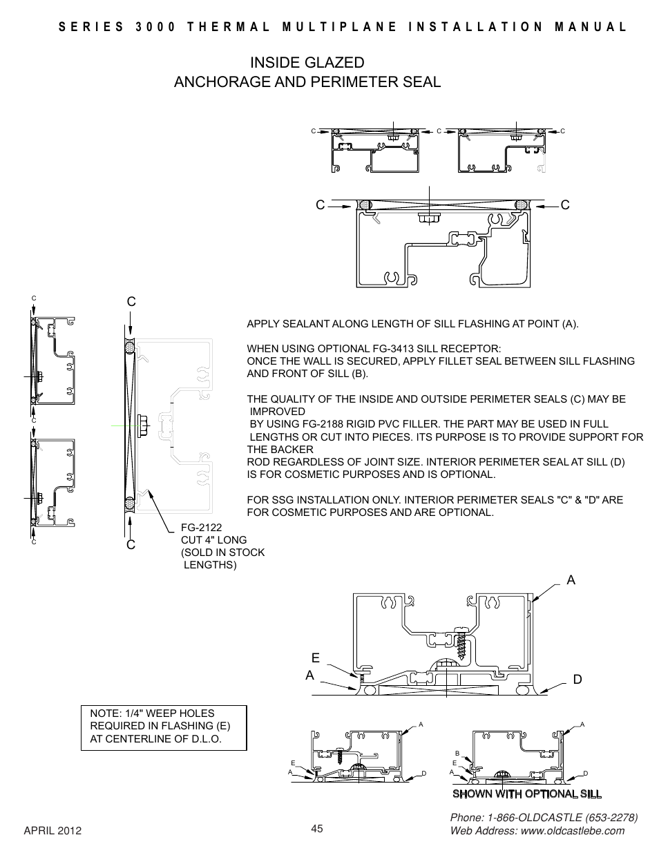 Isc-perimeter-seal, Inside glazed anchorage and perimeter seal, Ad a e | Oldcastle BuildingEnvelope 3000 Series Thermal MultiPlane User Manual | Page 45 / 55