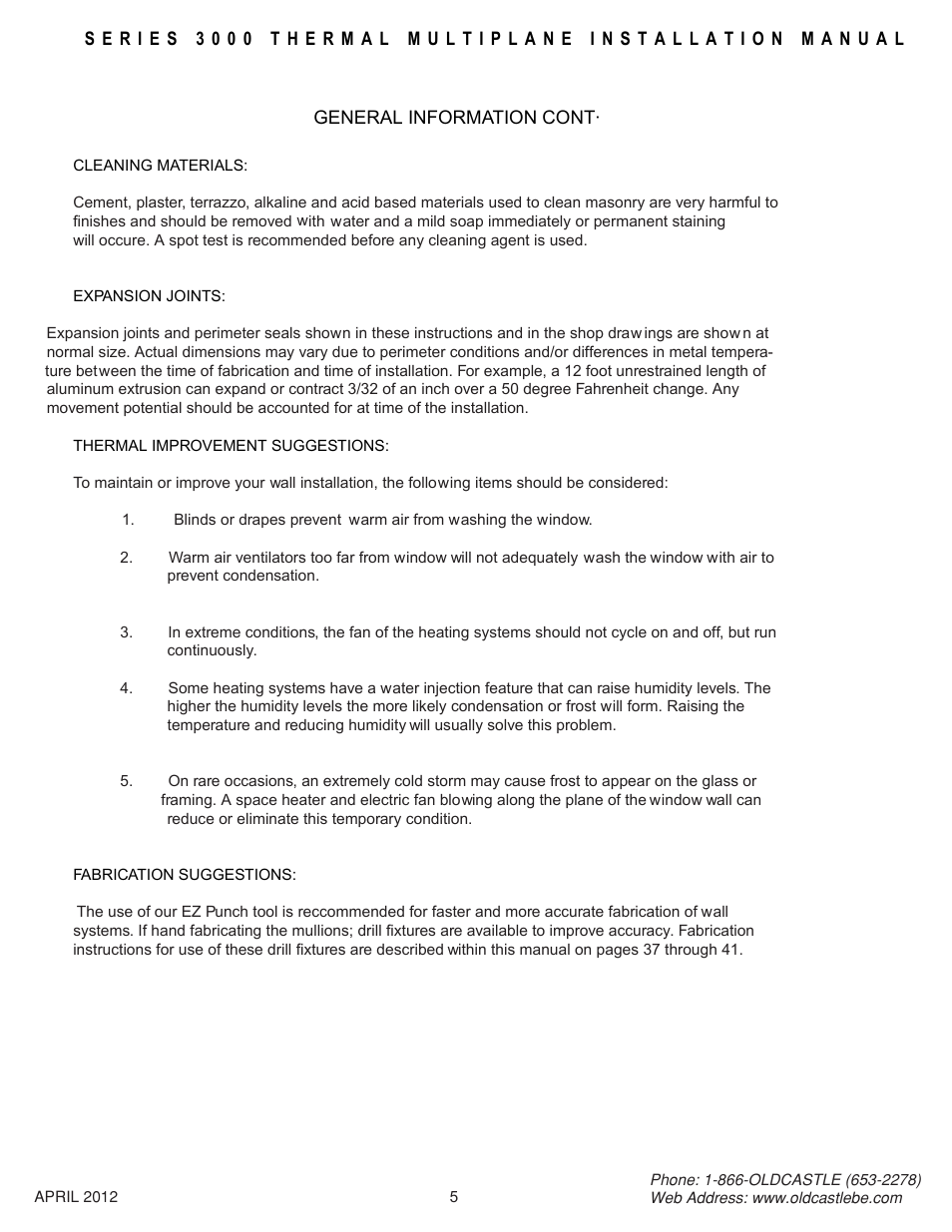 General-info | Oldcastle BuildingEnvelope 3000 Series Thermal MultiPlane User Manual | Page 5 / 55