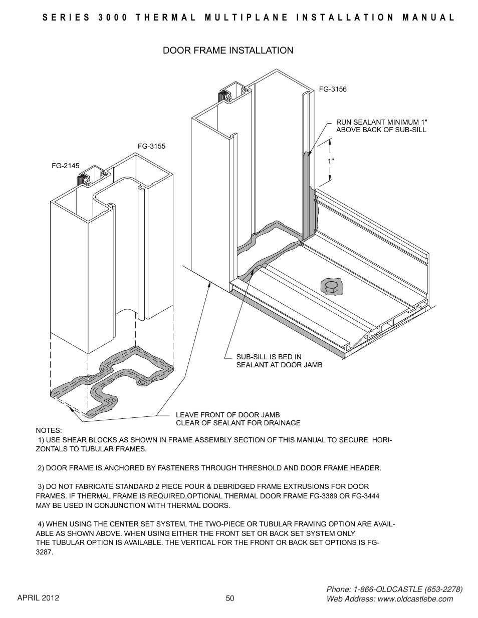Door-frame-install | Oldcastle BuildingEnvelope 3000 Series Thermal MultiPlane User Manual | Page 50 / 55
