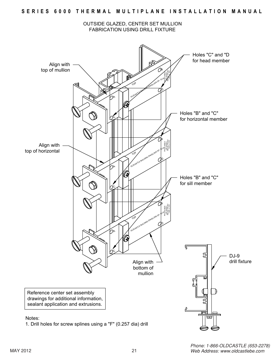 21_cs_drill_jig, Holes "b" and "c" for horizontal member | Oldcastle BuildingEnvelope 6000 Series Thermal MultiPlane User Manual | Page 22 / 34