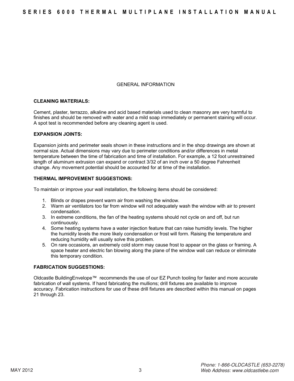 Gereral-info | Oldcastle BuildingEnvelope 6000 Series Thermal MultiPlane User Manual | Page 4 / 34