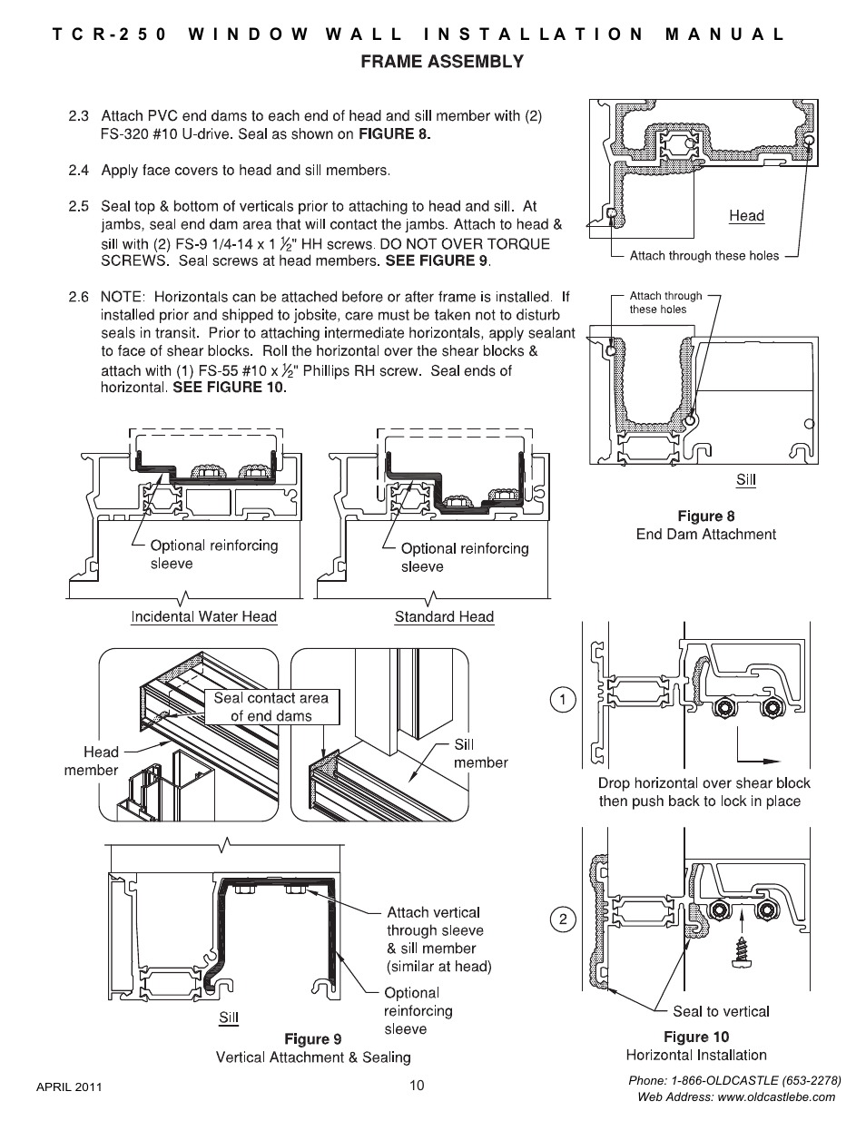 10 frame assembly | Oldcastle BuildingEnvelope TCR-250 User Manual | Page 12 / 27