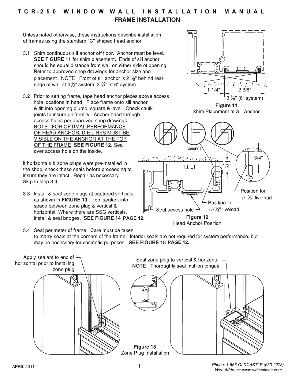11 frame installation | Oldcastle BuildingEnvelope TCR-250 User Manual | Page 13 / 27