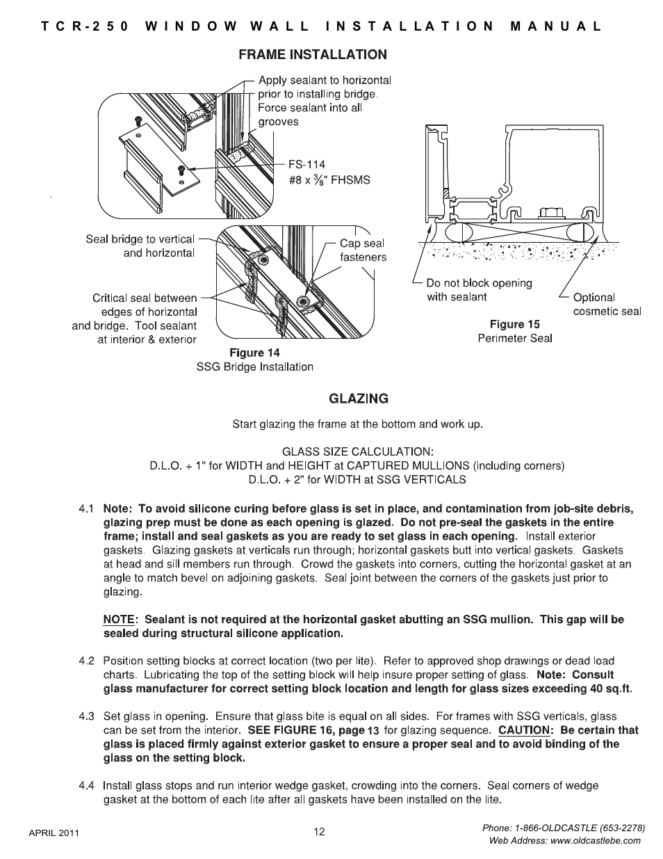 12 frame installation | Oldcastle BuildingEnvelope TCR-250 User Manual | Page 14 / 27