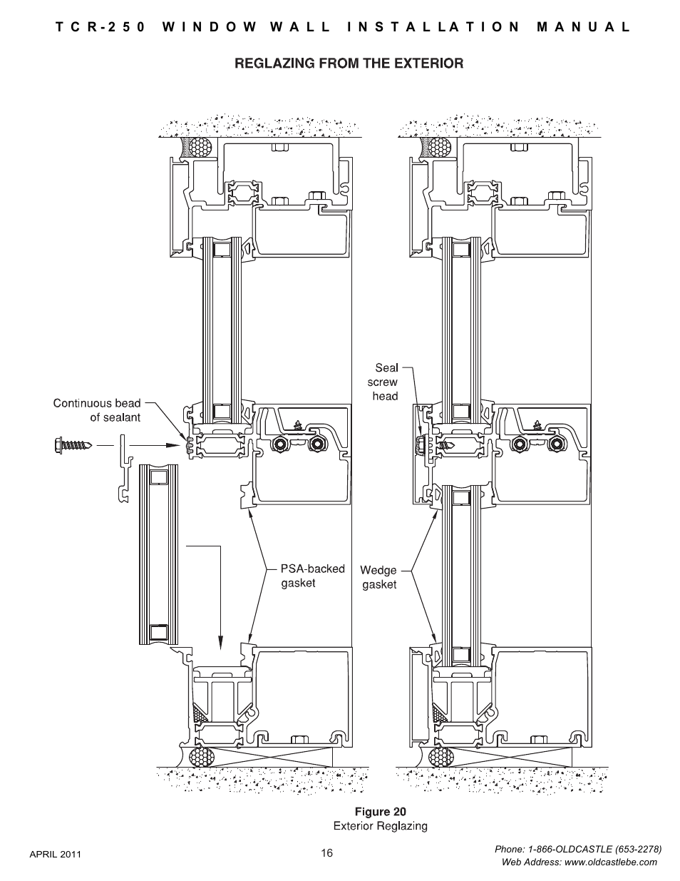16 reglazing | Oldcastle BuildingEnvelope TCR-250 User Manual | Page 18 / 27