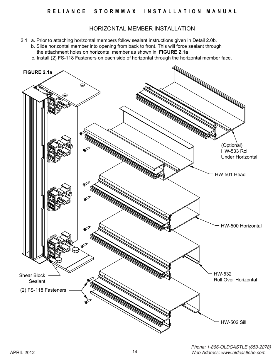 Horizontal-install | Oldcastle BuildingEnvelope Reliance StormMax User Manual | Page 17 / 44