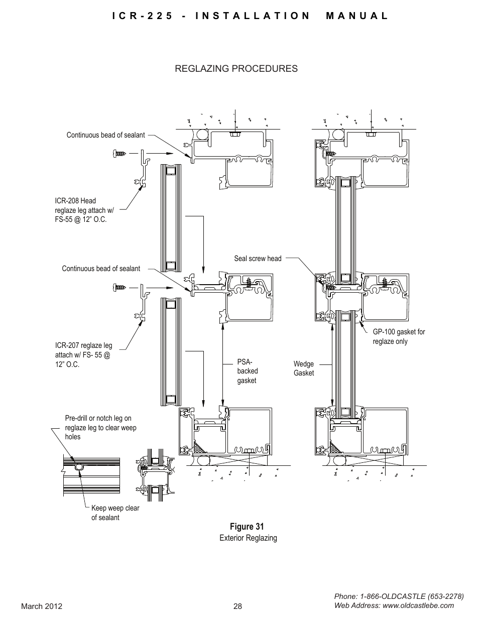 Reglazing-procedure | Oldcastle BuildingEnvelope ICR-225 User Manual | Page 31 / 37