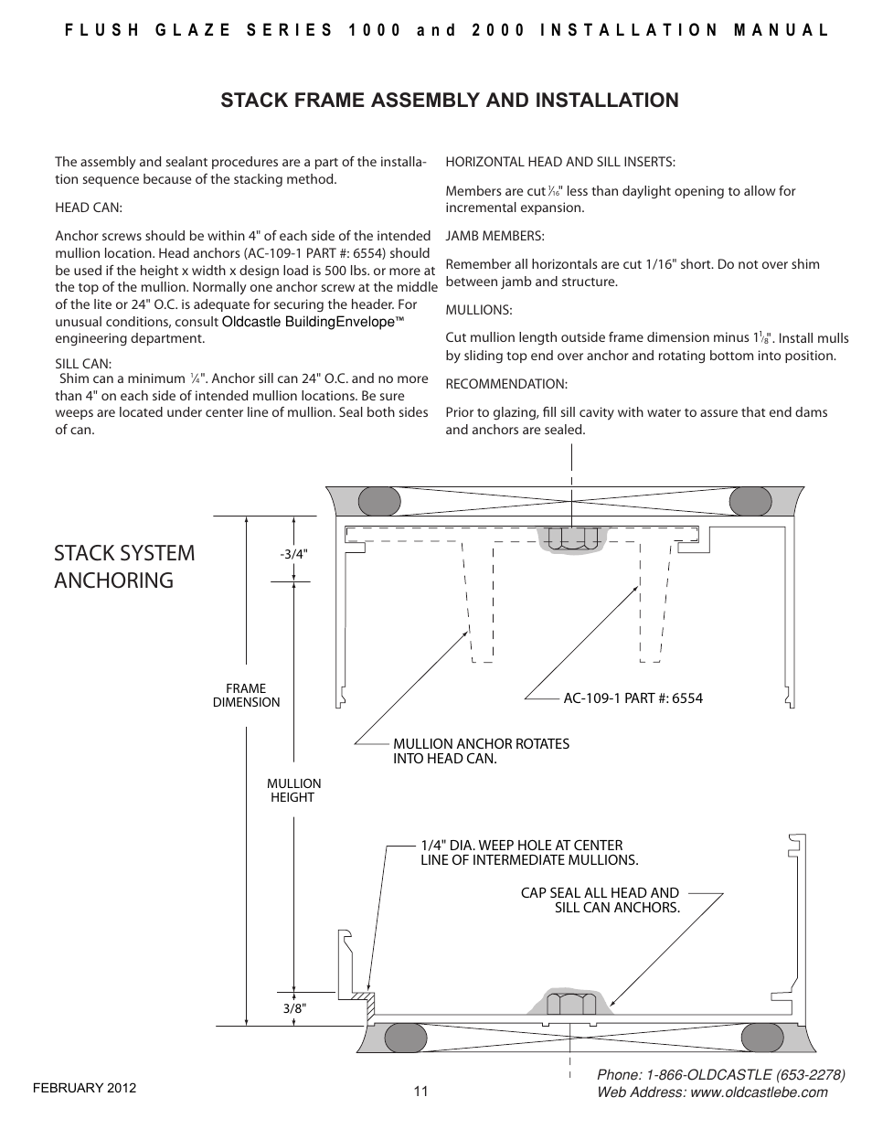 Stack-frame-assy, Stack system anchoring, Stack frame assembly and installation | Oldcastle BuildingEnvelope FG-2000 User Manual | Page 12 / 27