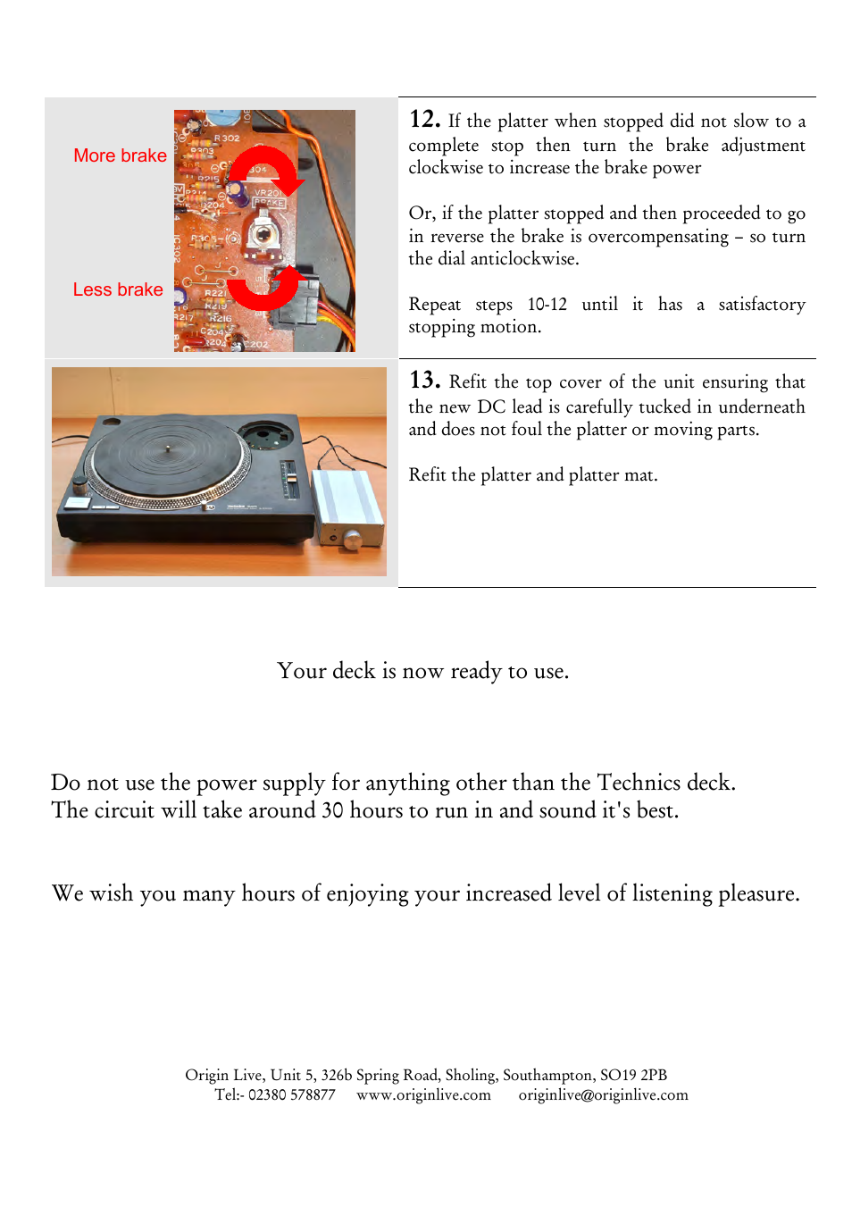 Slide 6 | Origin Live Power Supply Upgrade User Manual | Page 6 / 6
