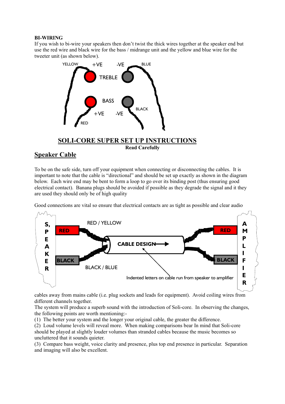 Soli-core super set up instructions, Speaker cable | Origin Live Solicore S Instructions & Cable End Joining User Manual | Page 2 / 2