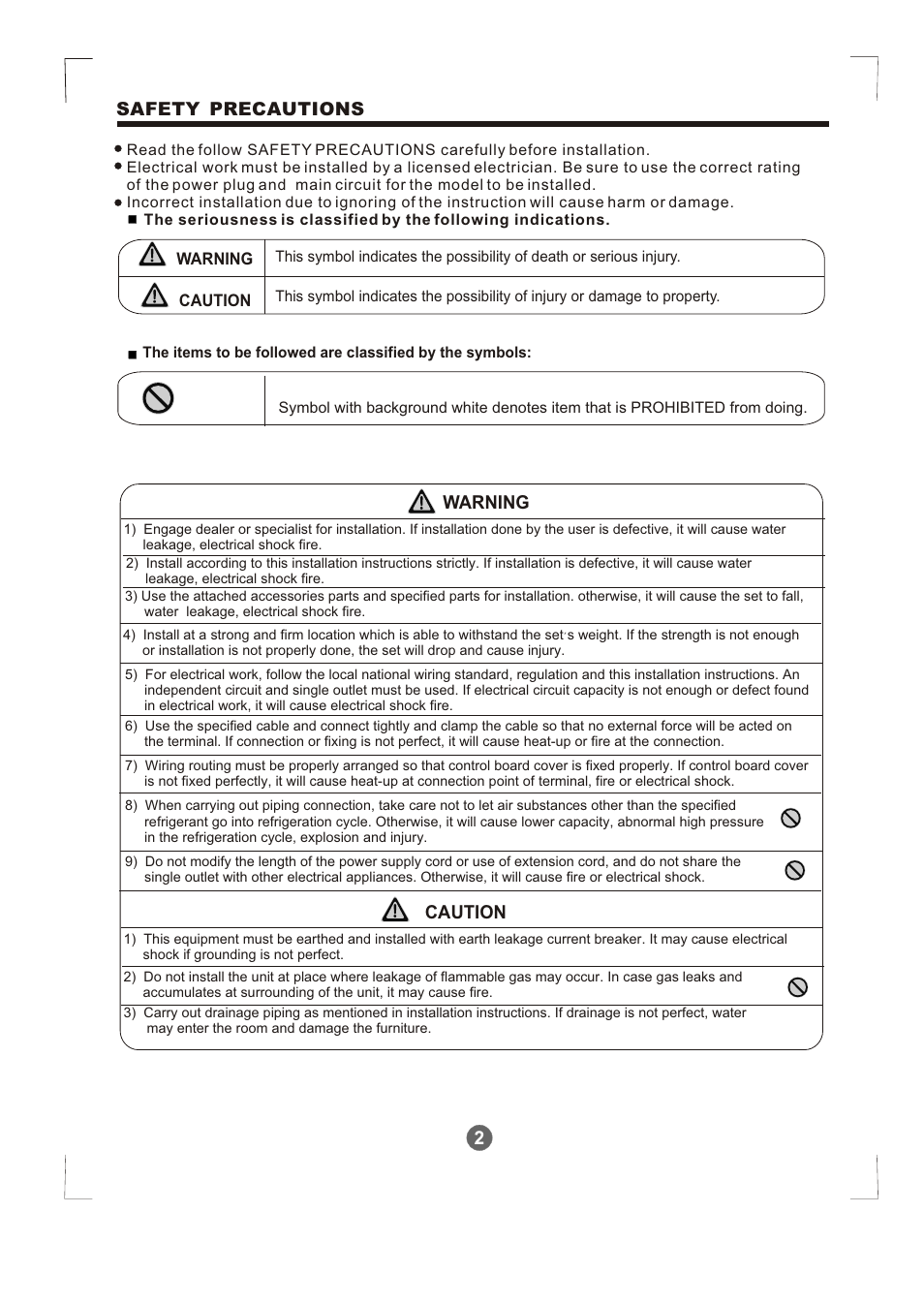 Т³гж 3, 2safety precautions warning, Caution | Pridiom Condenser Installation Manual User Manual | Page 3 / 33