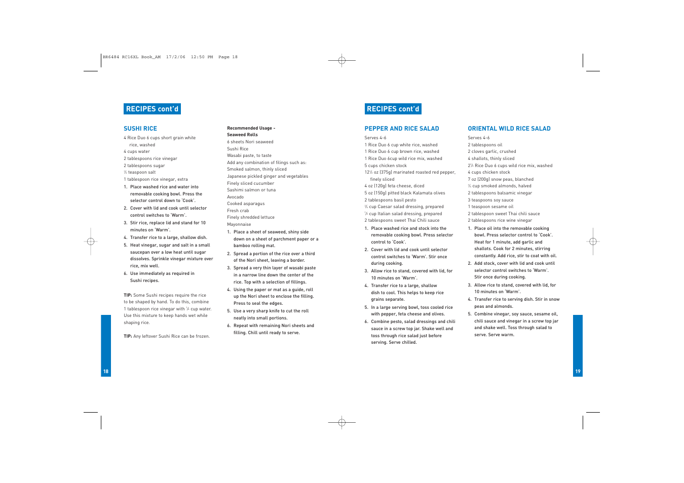 Recipes cont’d | Breville RC16XL User Manual | Page 10 / 26