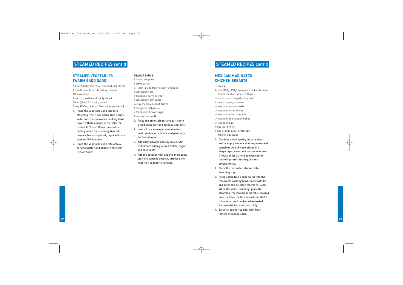 Steamed recipes cont’d | Breville RC16XL User Manual | Page 12 / 26