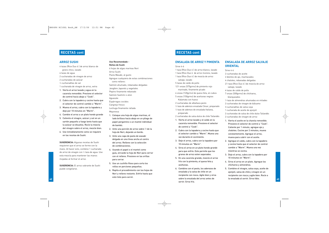 Recetas cont | Breville RC16XL User Manual | Page 22 / 26