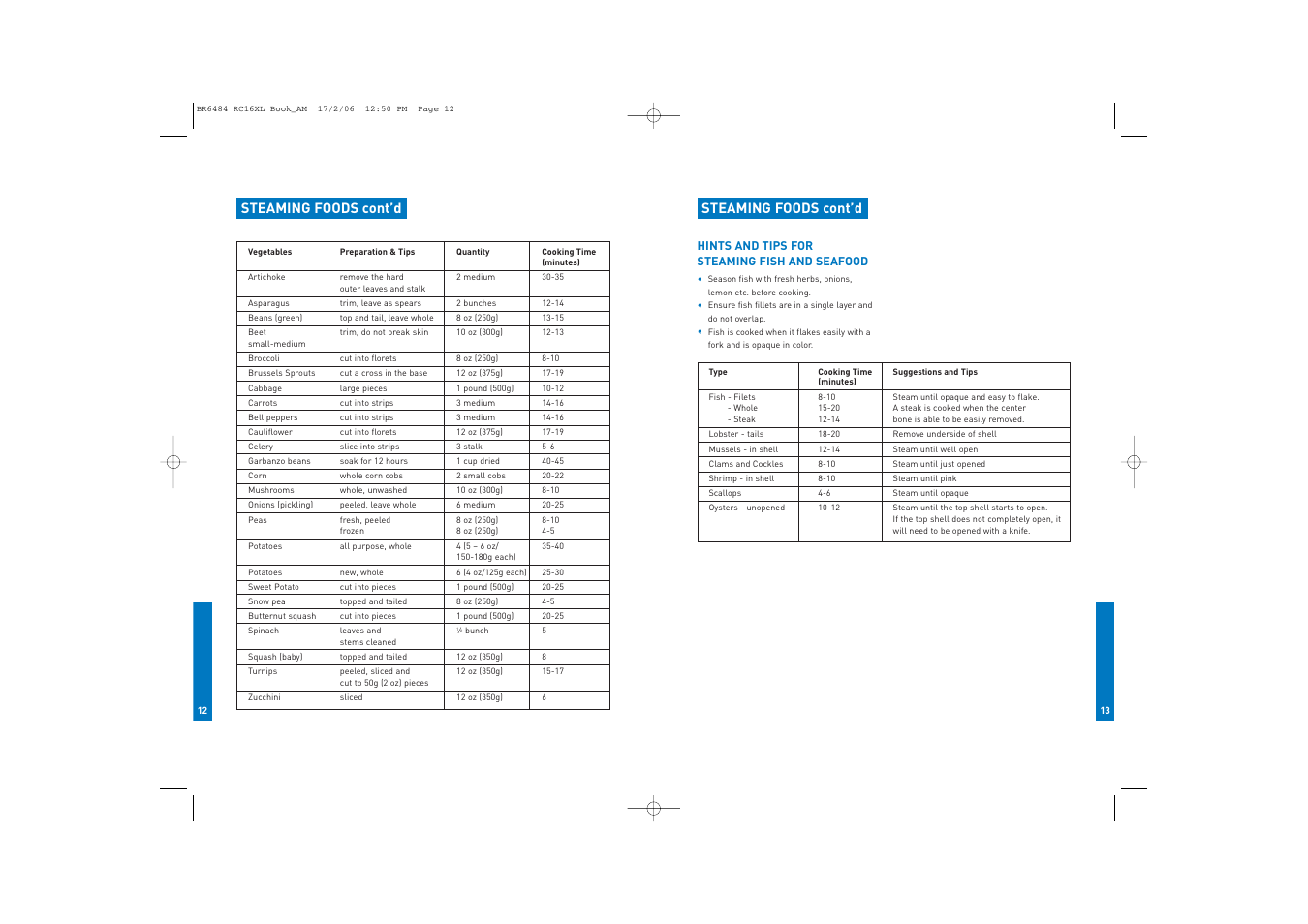 Steaming foods cont’d | Breville RC16XL User Manual | Page 7 / 26