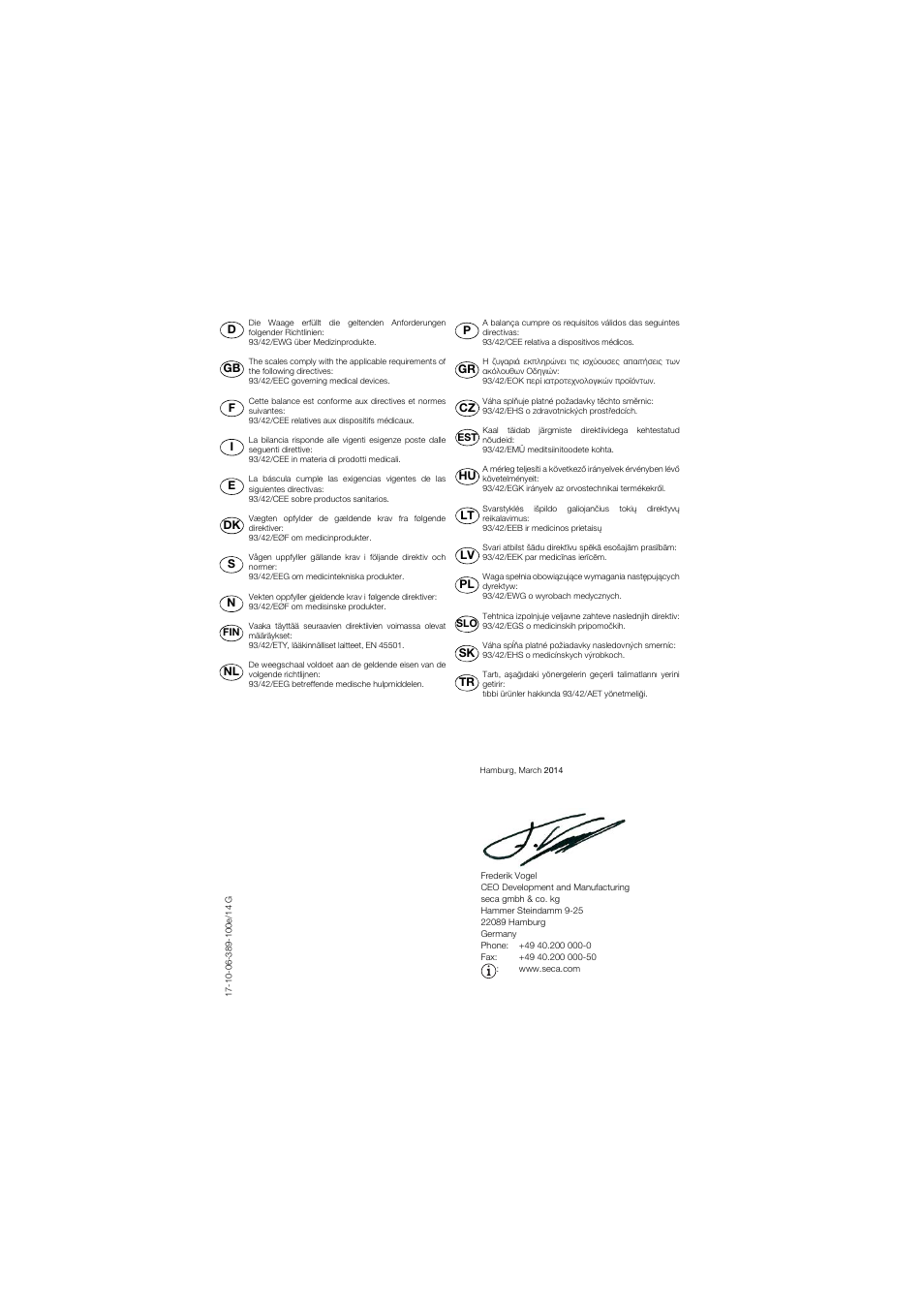 Seca 762 User Manual | Page 155 / 156