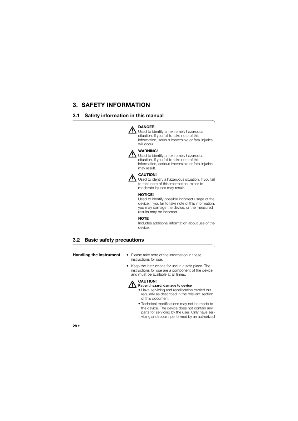Safety information, 1 safety information in this manual, 2 basic safety precautions | Handling the instrument | Seca 762 User Manual | Page 28 / 156