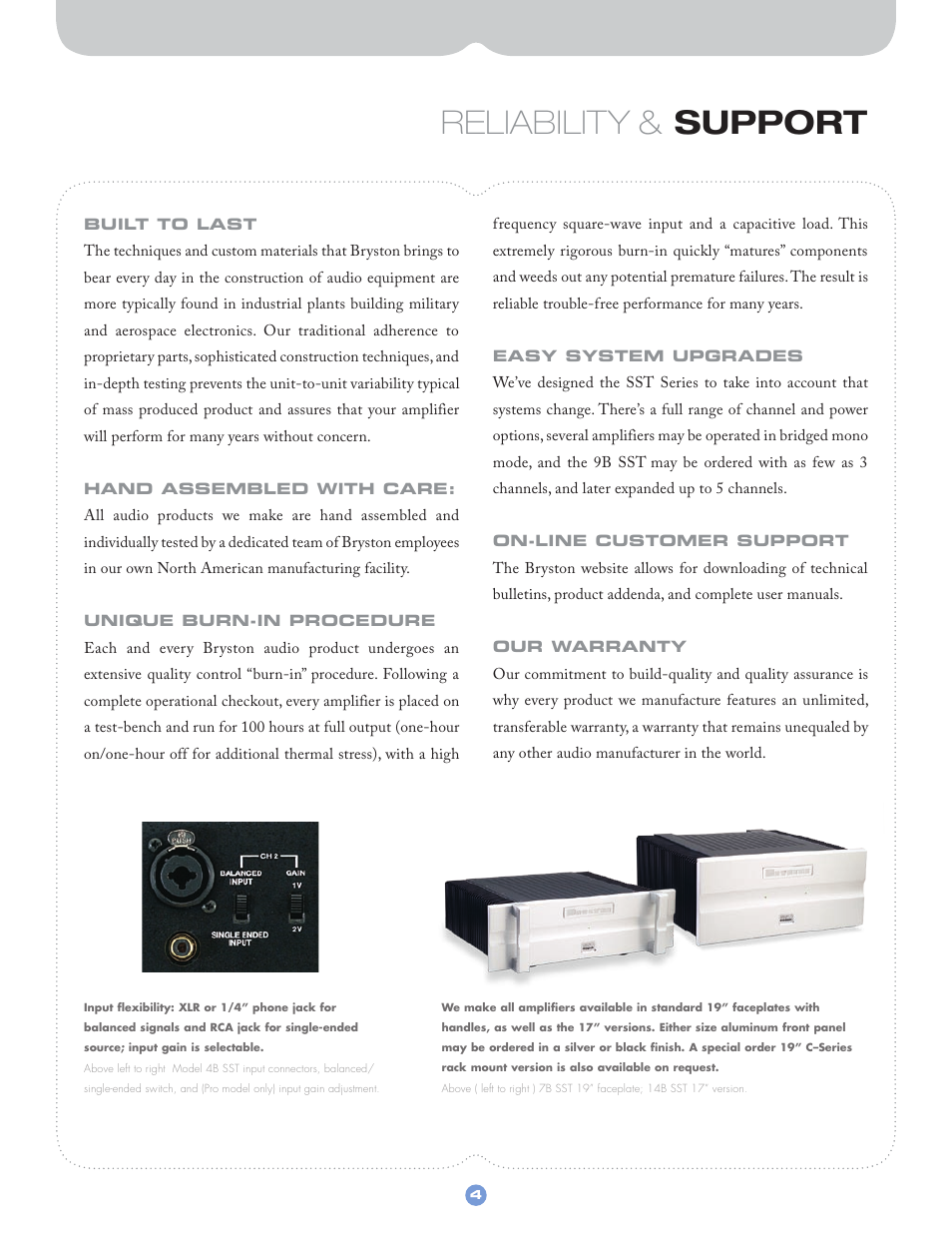 Reliability & support | Bryston SST CSERIES User Manual | Page 5 / 12