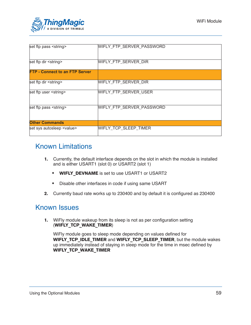 Known limitations, Known issues, Known limitations known issues | ThingMagic Mercury xPRESS Platform v1.7 User Manual | Page 59 / 144