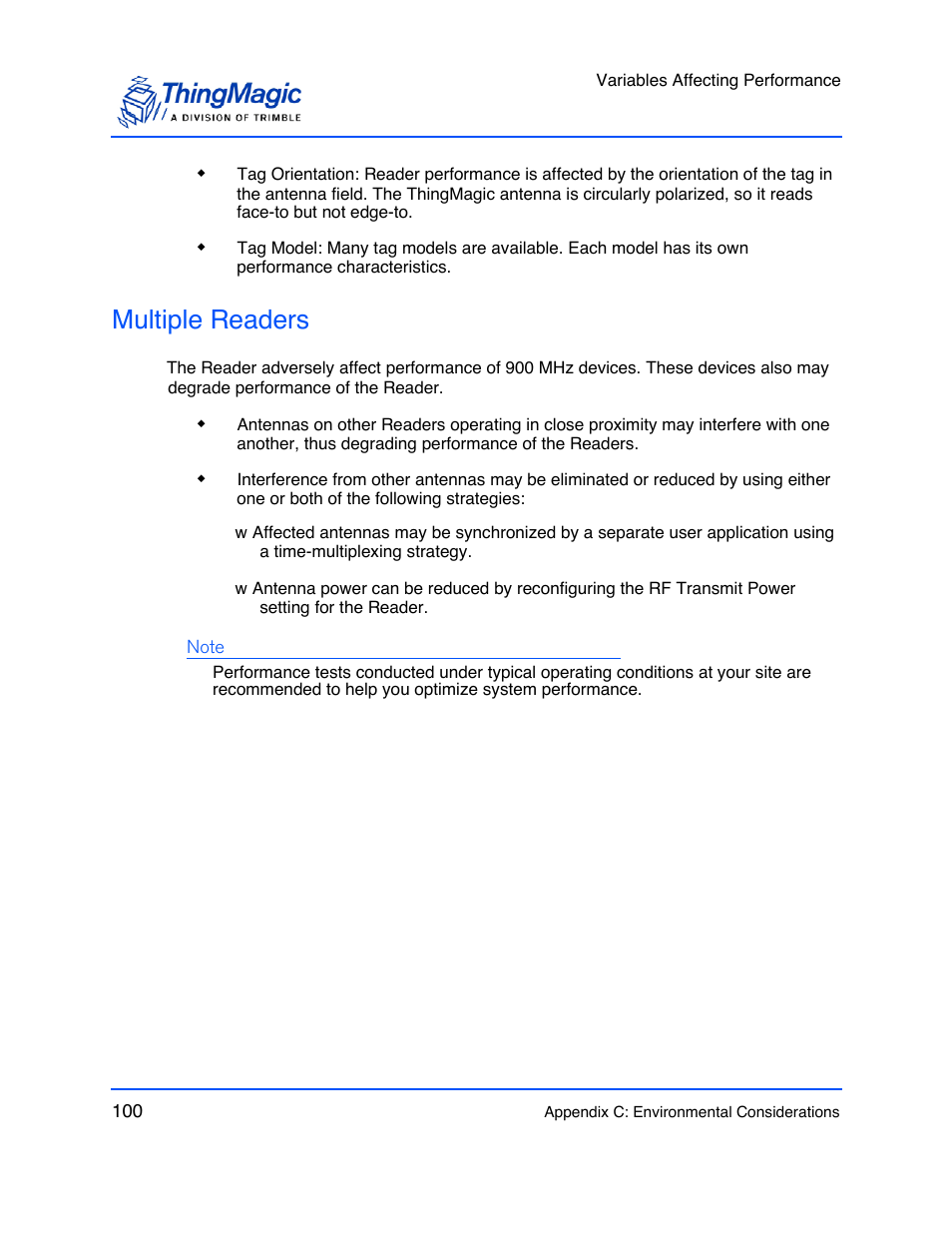 Multiple readers | ThingMagic M6e User Manual | Page 100 / 100