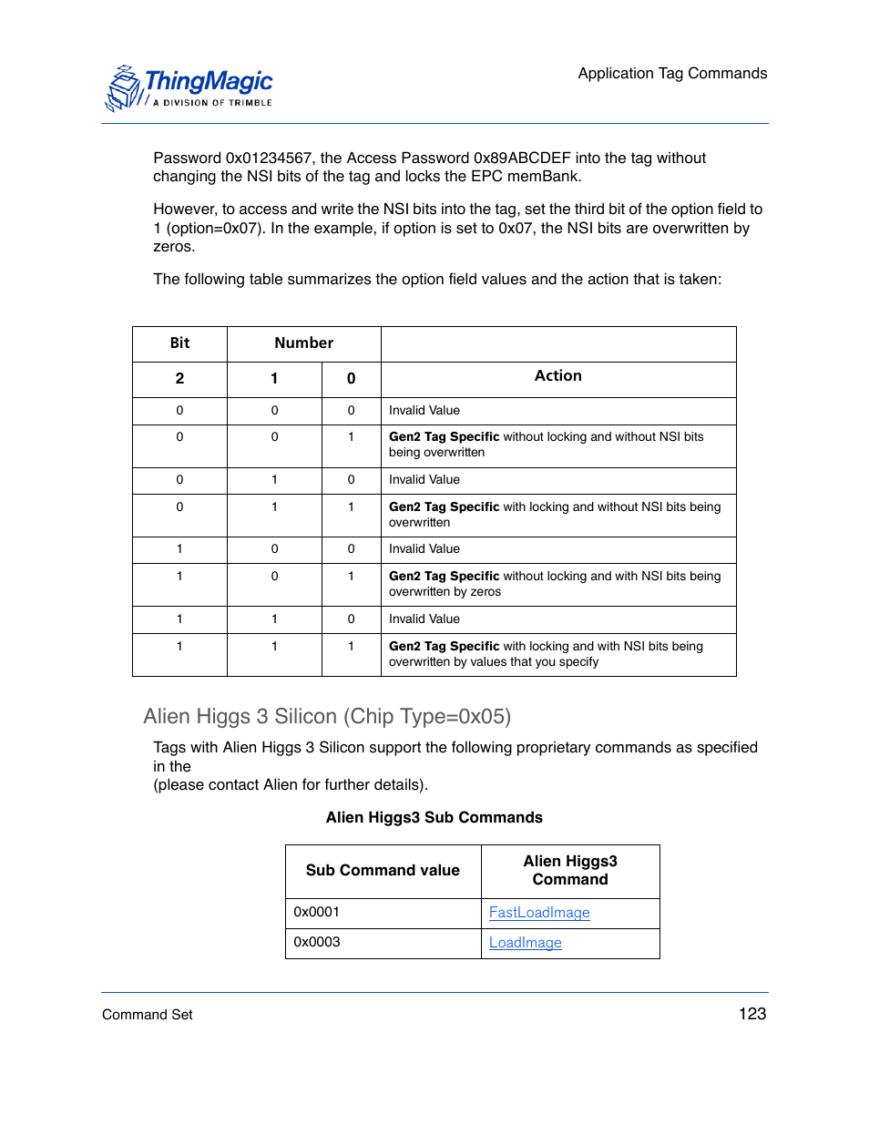 Alien higgs 3 silicon (chip type=0x05) | ThingMagic M5e-Compact User Manual | Page 123 / 252