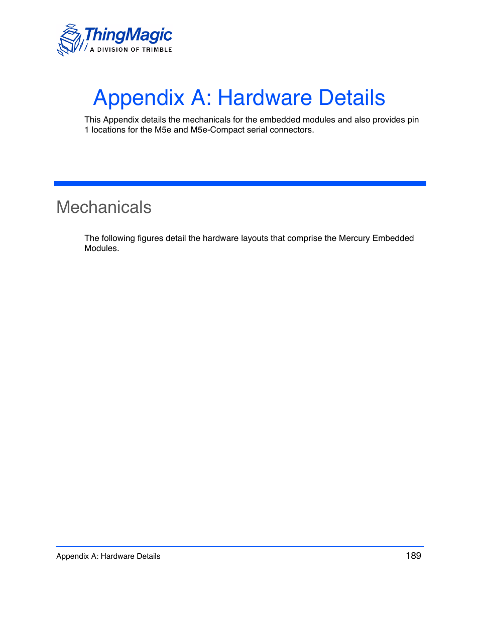 Appendix a: hardware details, Mechanicals | ThingMagic M5e-Compact User Manual | Page 189 / 252