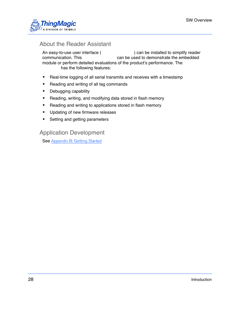 About the reader assistant, Application development | ThingMagic M5e-Compact User Manual | Page 28 / 252