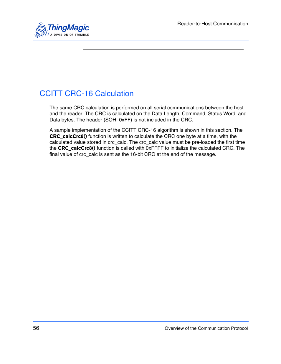 Ccitt crc-16 calculation | ThingMagic M5e-Compact User Manual | Page 56 / 252