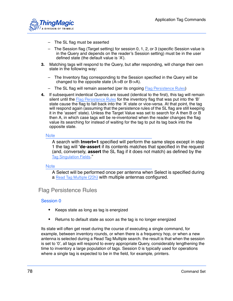 Flag persistence rules, Session 0 | ThingMagic M5e-Compact User Manual | Page 78 / 252