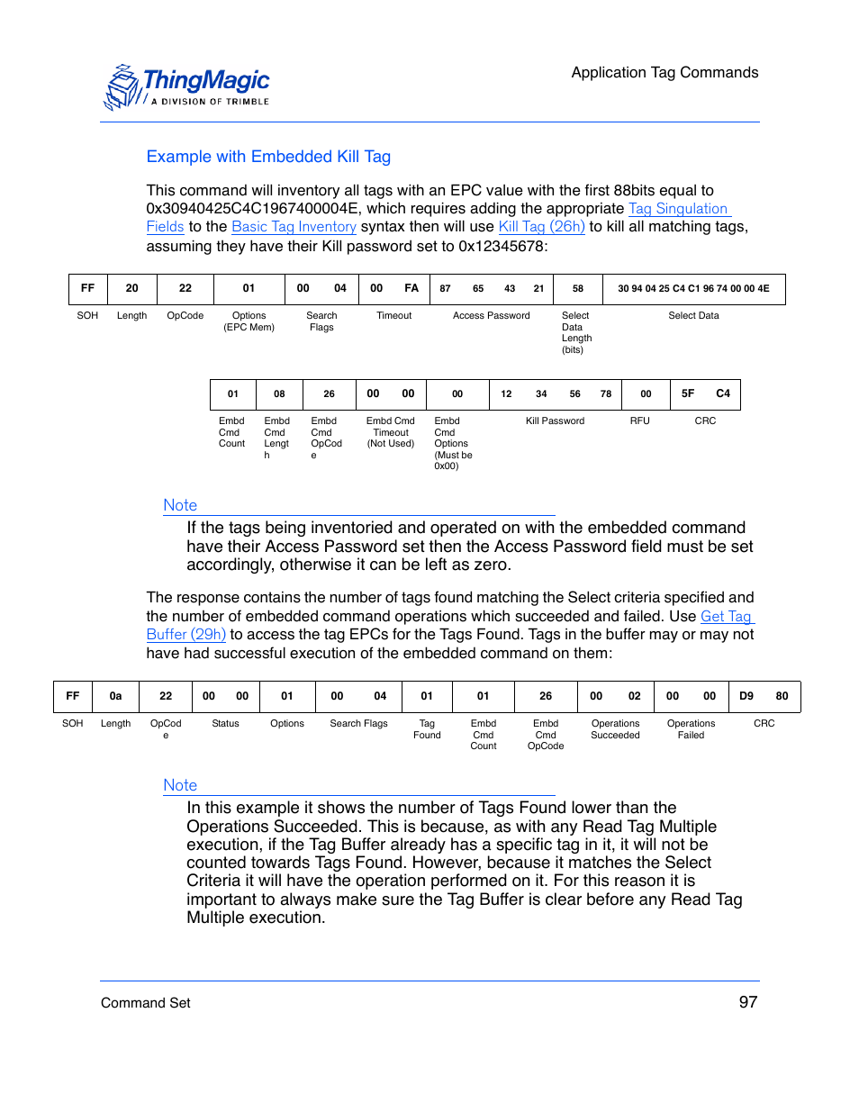 Example with embedded kill tag, 97 example with embedded kill tag, Application tag commands | ThingMagic M5e-Compact User Manual | Page 97 / 252