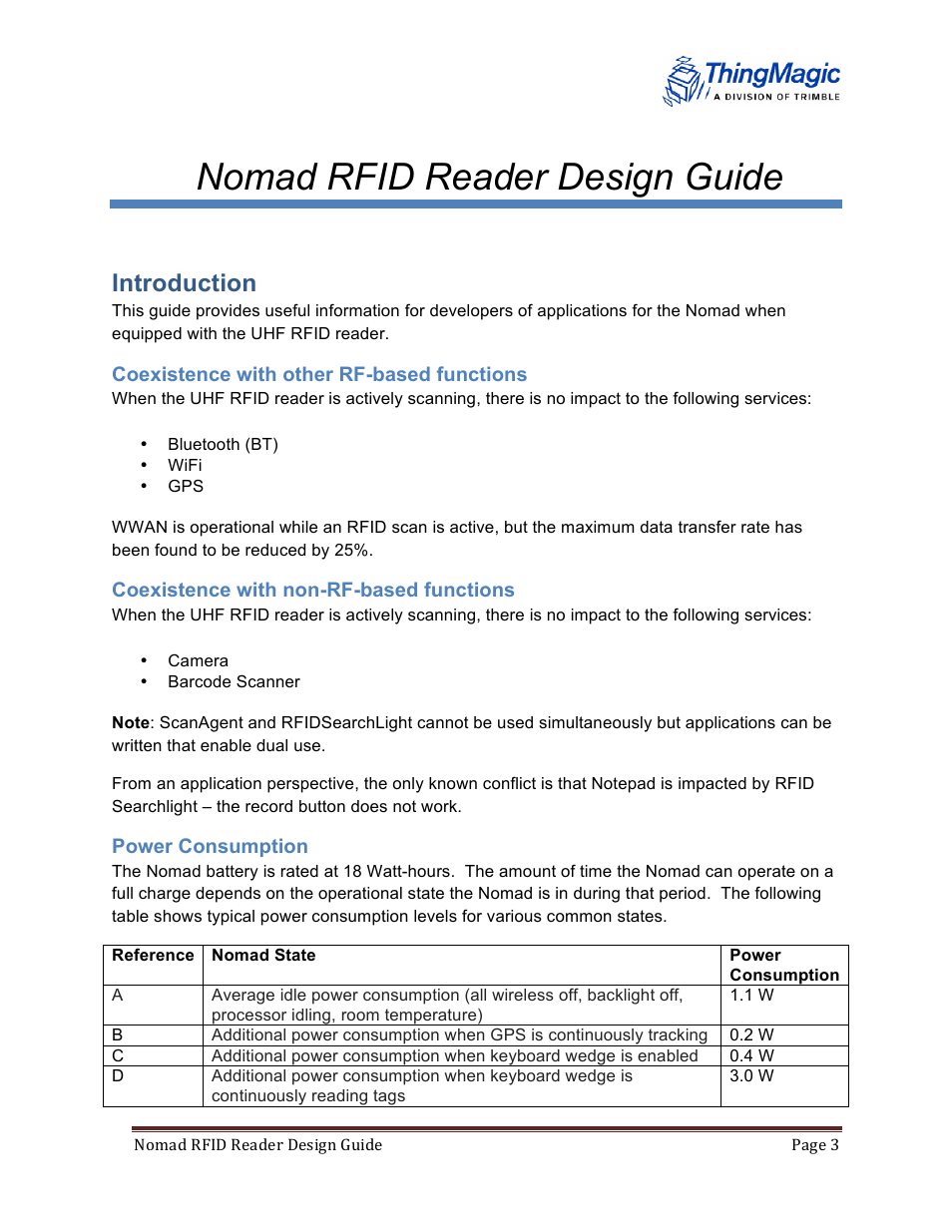 Nomad rfid reader design guide, Introduction | ThingMagic Nomad RFID Design Guide User Manual | Page 3 / 6
