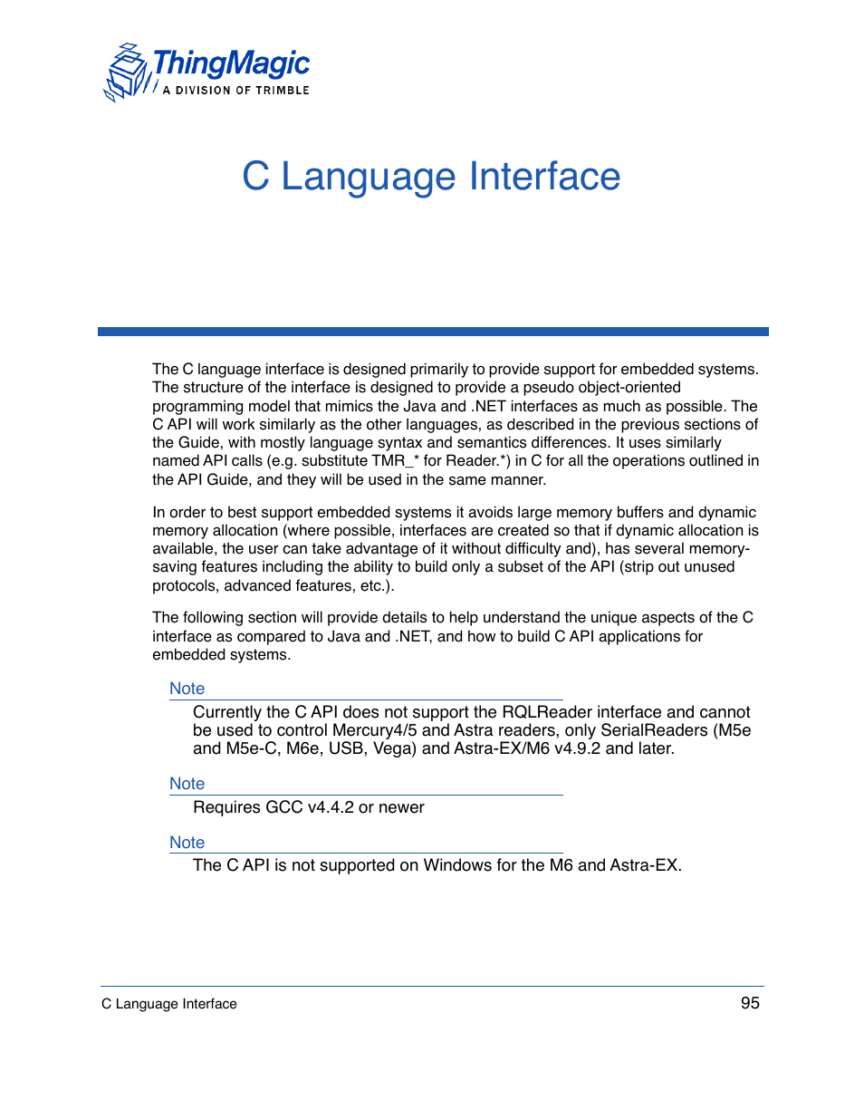 C language interface | ThingMagic Mercury API v1.23.0 User Manual | Page 95 / 128