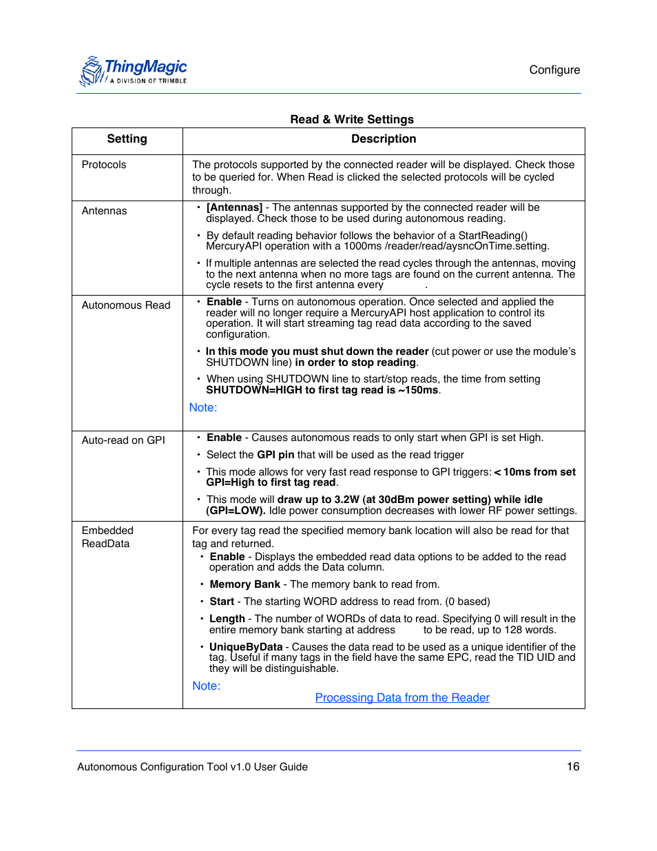 ThingMagic Autonomous Configuration Tool User Manual | Page 16 / 28
