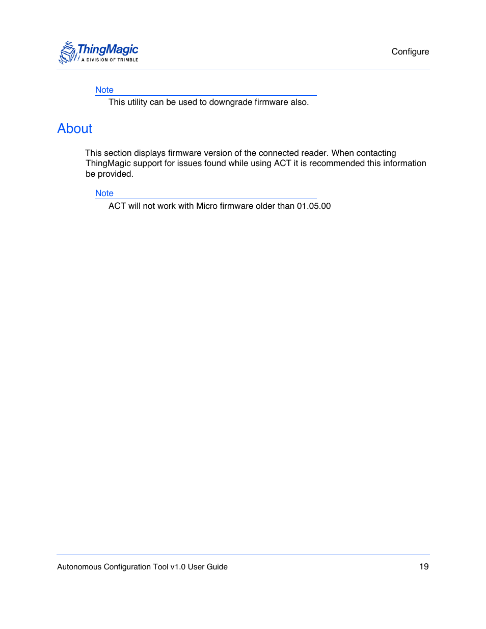 About | ThingMagic Autonomous Configuration Tool User Manual | Page 19 / 28