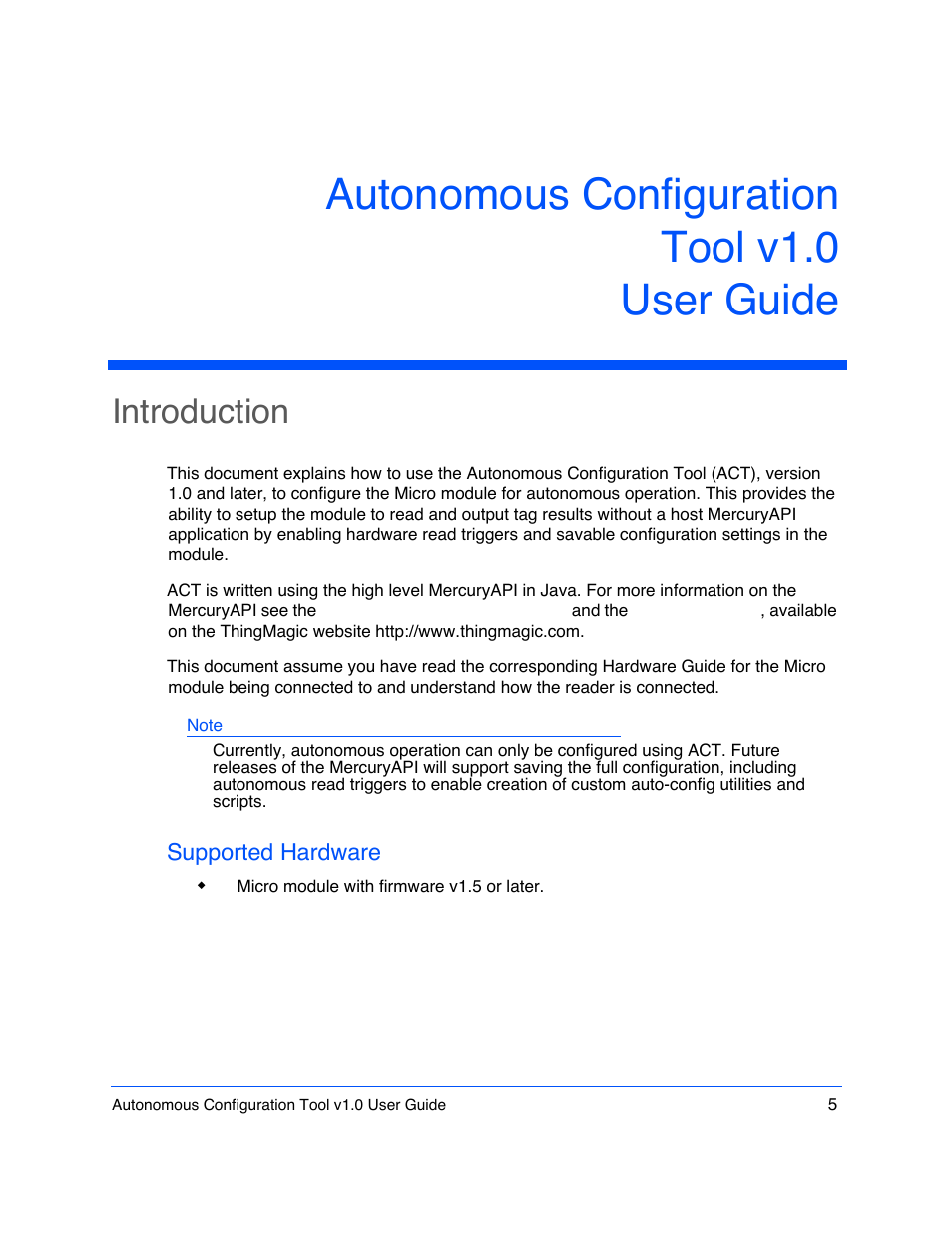 ThingMagic Autonomous Configuration Tool User Manual | Page 5 / 28