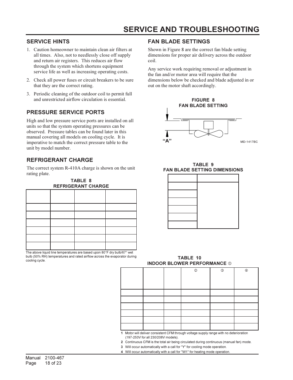 Service and troubleshooting | Bard Single Package Air Conditioners PA13421-A User Manual | Page 18 / 23