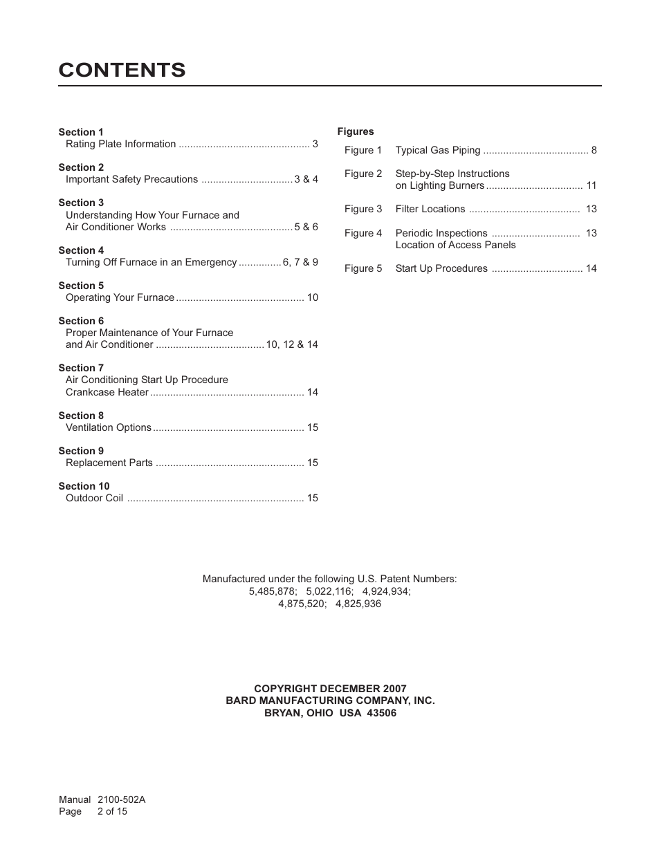 Bard Gas/Electric Wall Mount 4S User Manual | Page 2 / 15