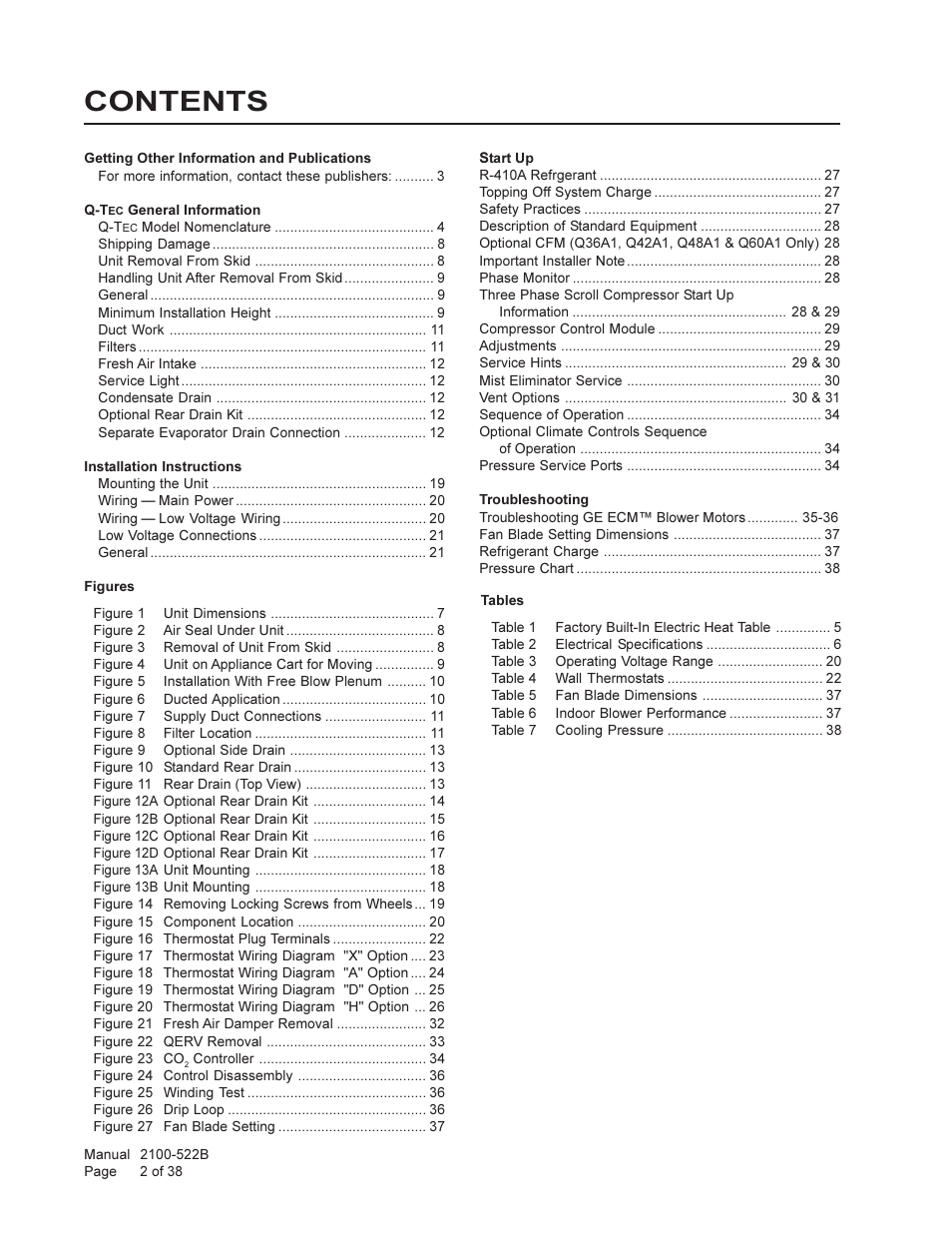 Bard Q-Tec Series Packaged Air Conditioner Q30A1 User Manual | Page 2 / 38