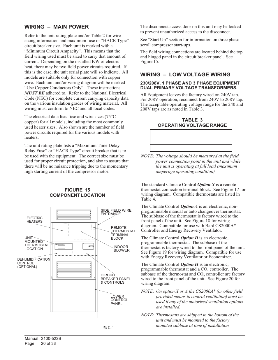 Bard Q-Tec Series Packaged Air Conditioner Q30A1 User Manual | Page 20 / 38